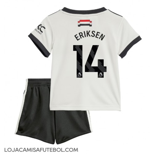 Camisa de Futebol Manchester United Christian Eriksen #14 Equipamento Alternativo Infantil 2024-25 Manga Curta (+ Calças curtas)